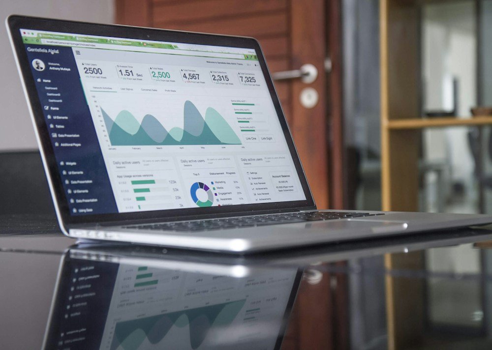 Website traffic and marketing analytics on a laptop